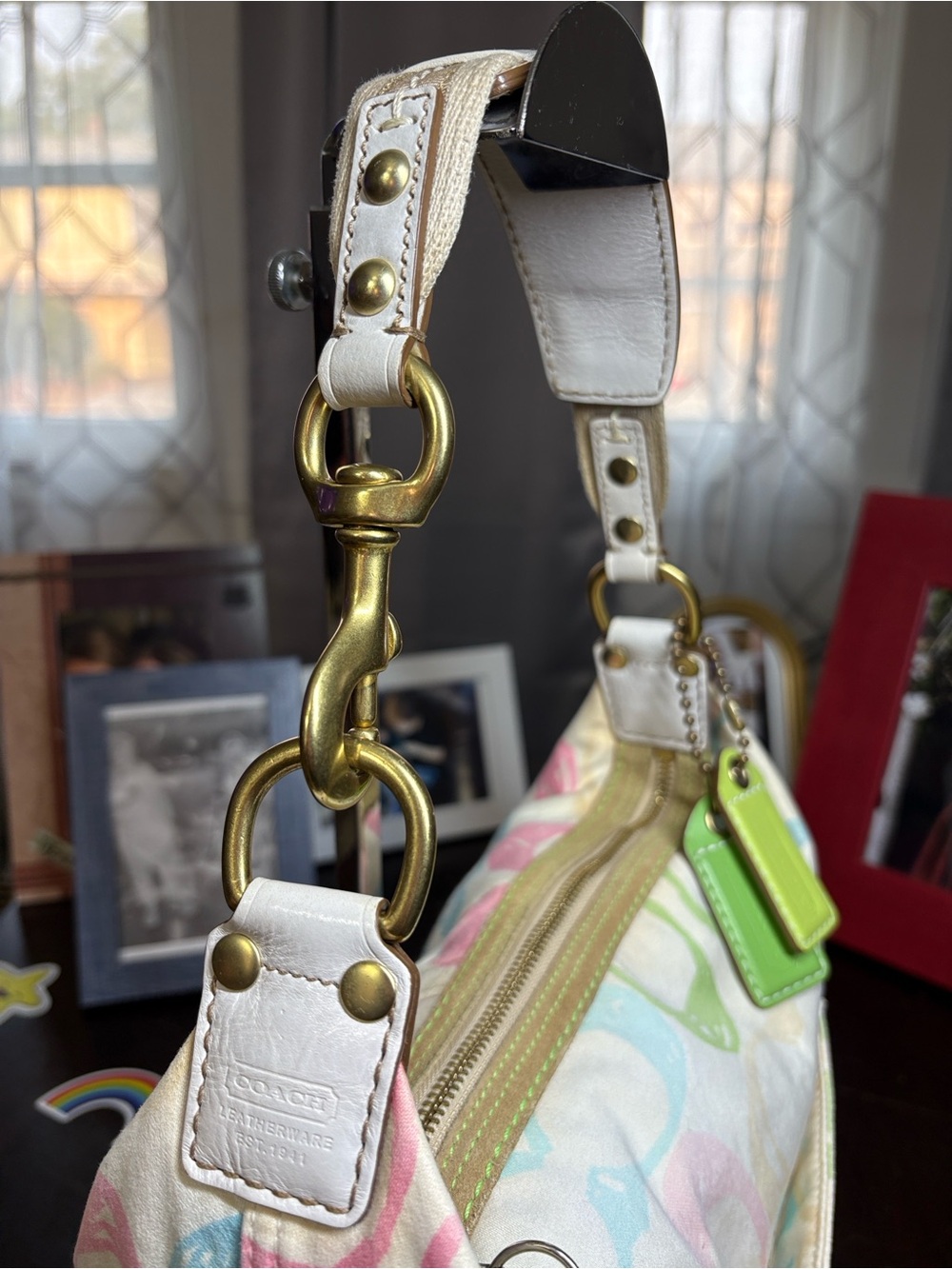 Vintage Coach 2005 Y2K Scribble Signature Ergo Hobo Leather Shoulder Bag 12x9in - Picture 8 of 16